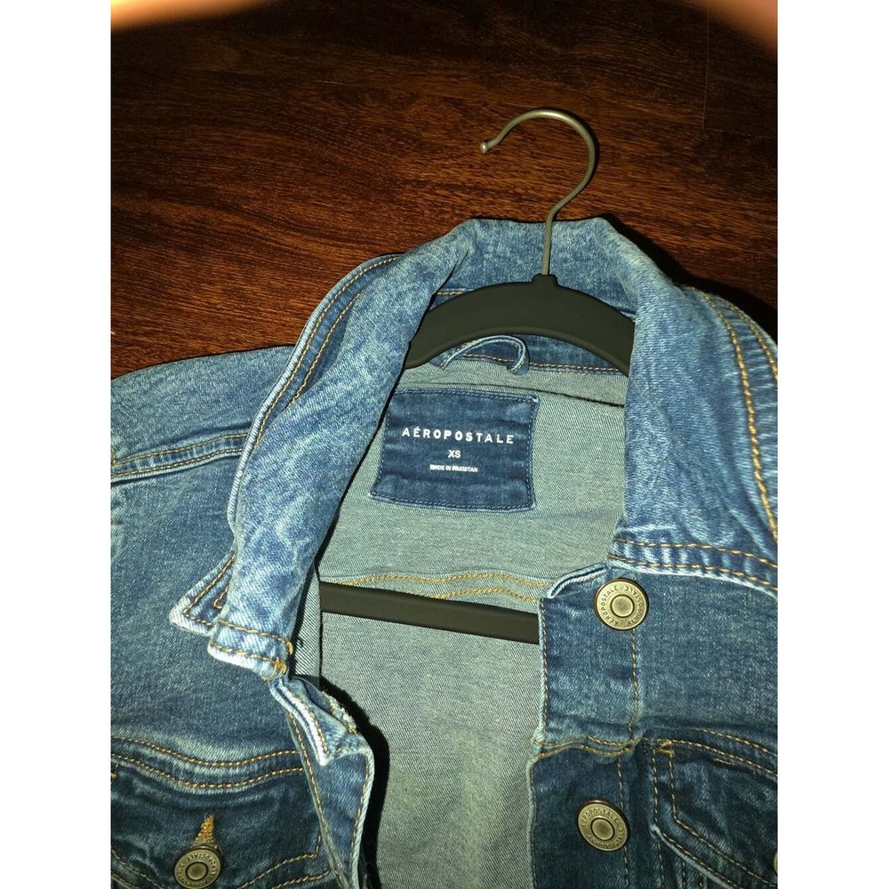 Aéropostale Blue Denim Jean Jacket Women's XS Y2K Fitted Stretch Trucker - Picture 2 of 4